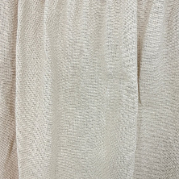 Linen Blend Button Front Skirt Womens XS Beige Paperbag Waist Minimalist Indie - Picture 7 of 7